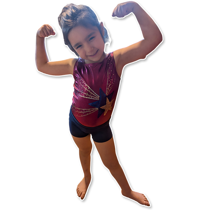 18 A little girl is flexing her muscles